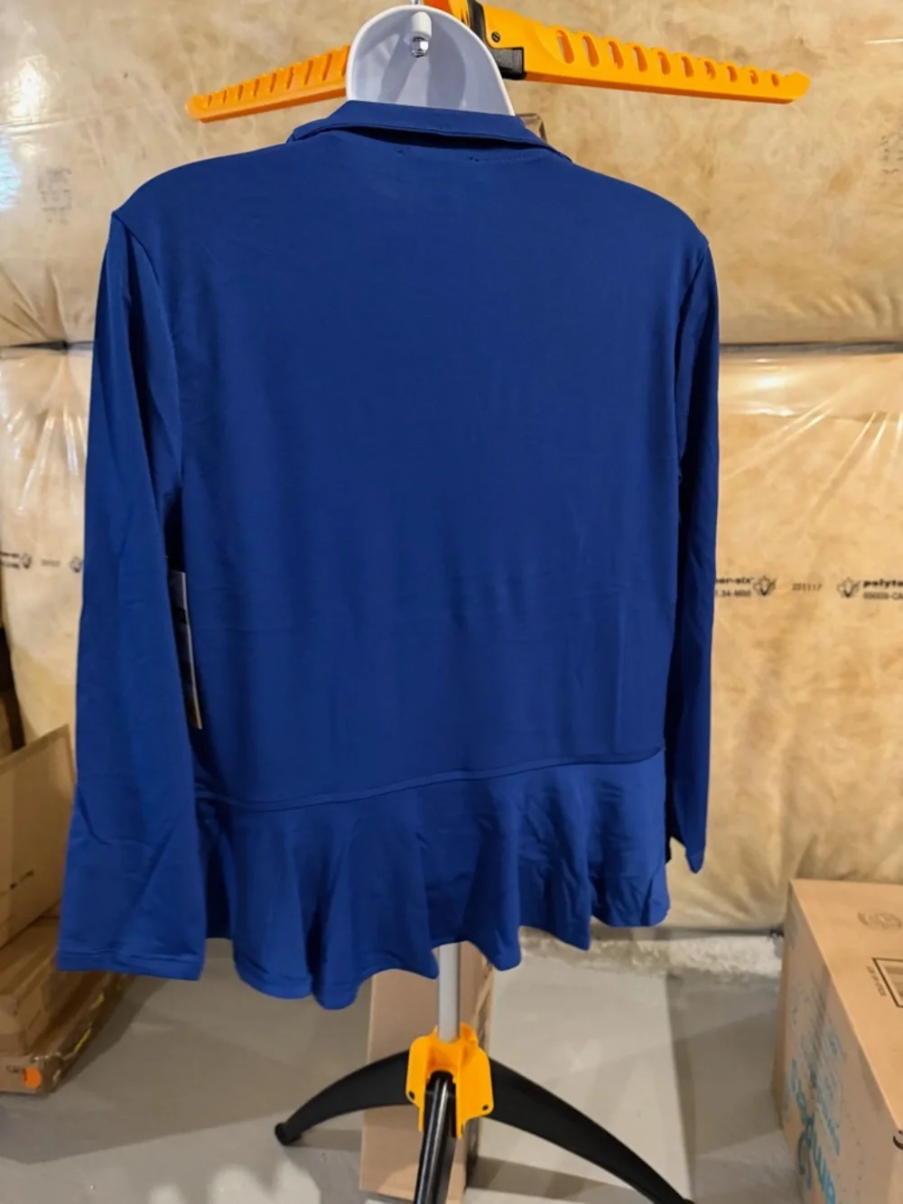 Royal Blue Ruffle Open Front Cardigan - Picture 2 of 3